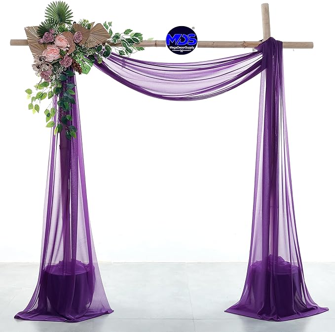 MDS Halloween Chiffon Draping Fabric - 1 Panel, 30" Wide x 75ft Long - Sheer Spooky Arbor & Canopy Drapery for Haunted House Backdrops, Party Ceilings, DIY Costumes & Themed Events - Cadbury Purple