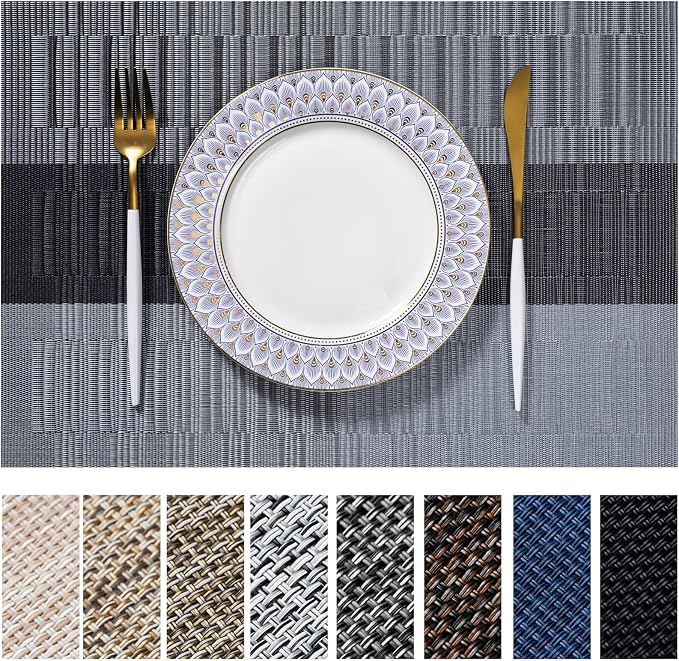 LEXMORE Placemats Set of 4 Vinyl/Plastic Woven Place Mats by lexmore