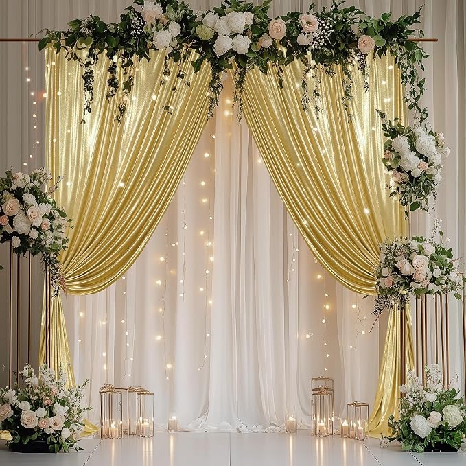 Outpain Thick 20 ft x 10 ft Gold Sequin Backdrop Curtain - Image 8