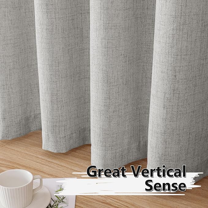 Tollpiz Short Linen Tier Curtains Rod Pocket Semi Sheer Half Kitchen Curtain - Image 4