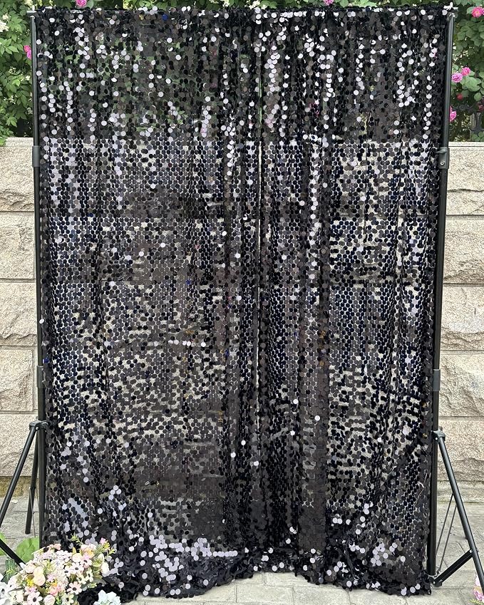 9FTx10FT Black Large Sequin Backdrop 1 Panel | 18MM Large Sequins, Glitter - Image 7