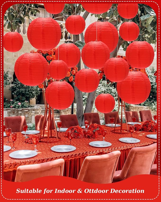 Treela 48 Pcs Paper Lanterns Party Decorations Chinese Lanterns Round Paper - Image 7