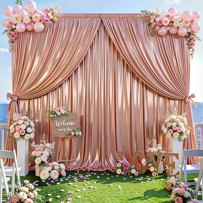 30x10ft Rose Gold Glitter Backdrop Curtain - Image 4