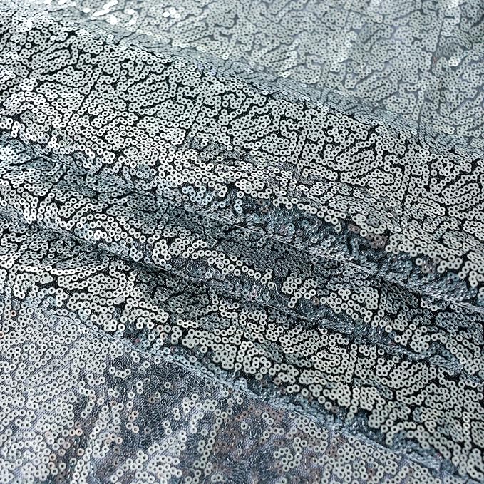 Sugargirl Black Silver Sequin Backdrop Curtain 4 Panels 2FTx8FT Glitter Black - Image 9