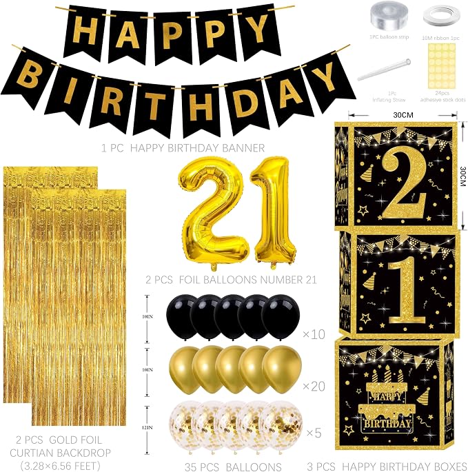 Gold 21st birthday decorations for him Men - Image 2