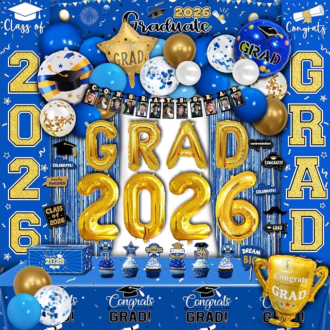 125 PCS Blue and Gold Graduation Party Decorations, 2026 Graduation Decorations by PartySpot%EF%BC%81