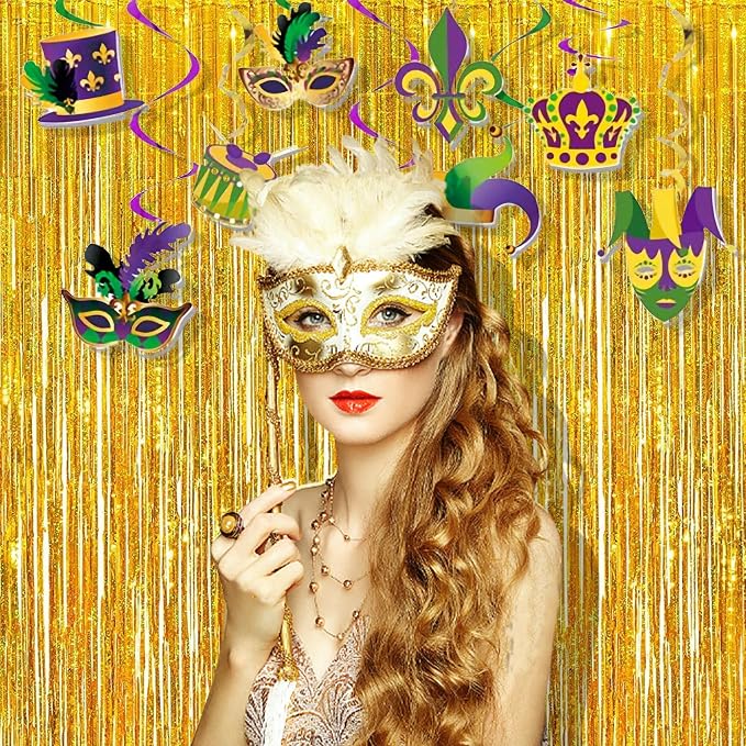 BRAVESHINE Gold Foil Fringe Curtains - Image 3