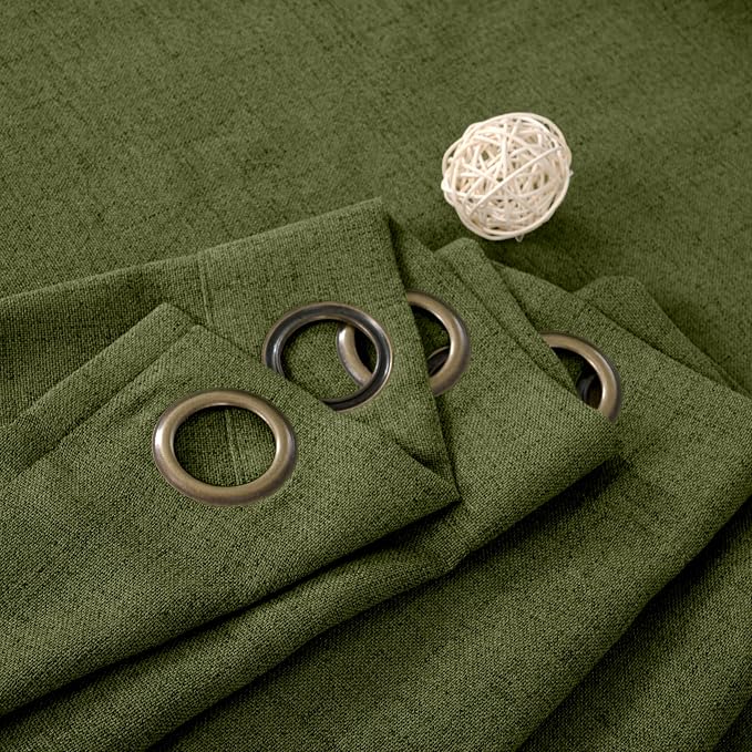 YoungsTex Olive Linen Curtains 54 Inch Length 2 Panels - Image 8