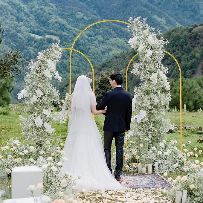 Wedding Arch Backdrop Stand 7.2FT, 6FT Gold Metal Arch Stand Set | Metal Arch - Image 6