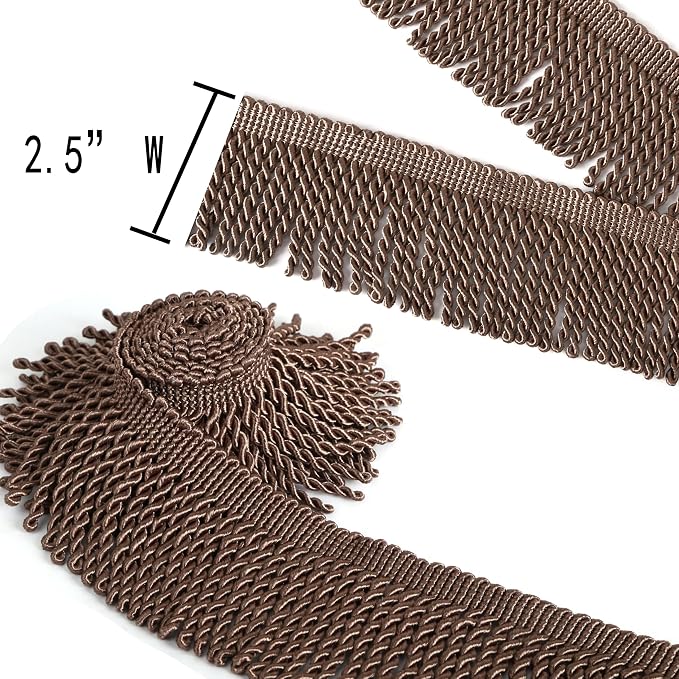 BEL AVENIR Bullion Fringe Trim Curtain Fringes 10 Yard x 2.5 Inches Sewing | - Image 2