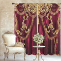 Red Gold Vintage European Elegant No Living Room Bedroom Window Curtains | 52"W by Riyidecor