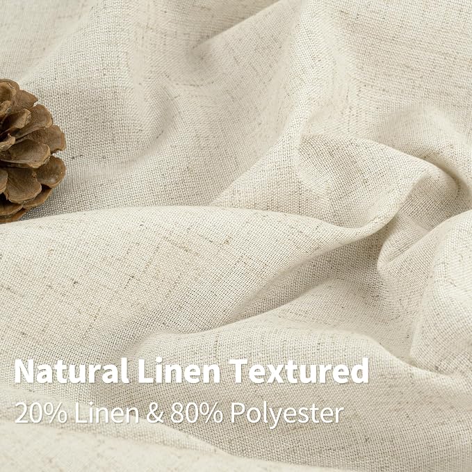 YoungsTex 45 Inch Length Beige Linen Curtains - Image 3