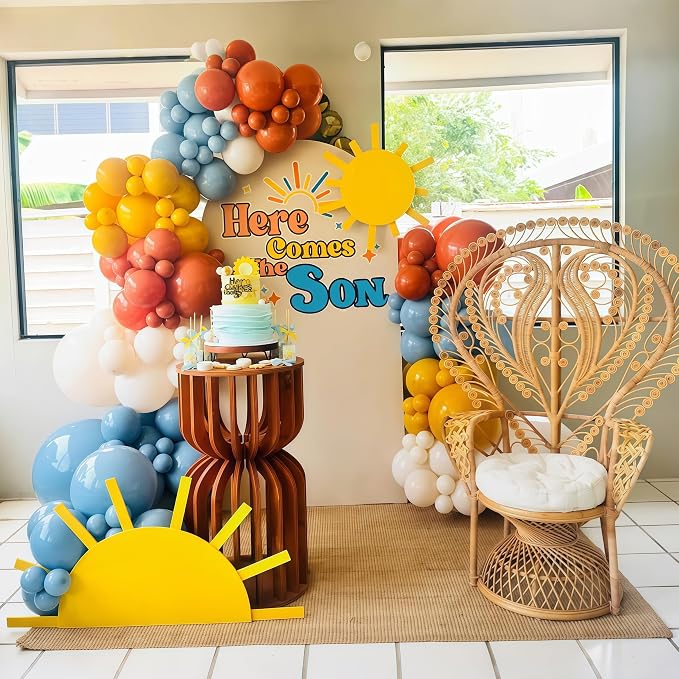 Here Comes the Son Balloon Arch Garland Kit, Slate Blue and Beige Balloon - Image 7