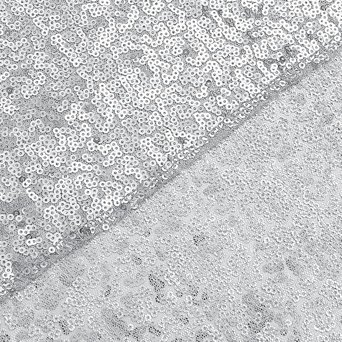 Sugargirl Silver Sequin Backdrop Curtain 7FTx7FT Glitter Silver Background - Image 9