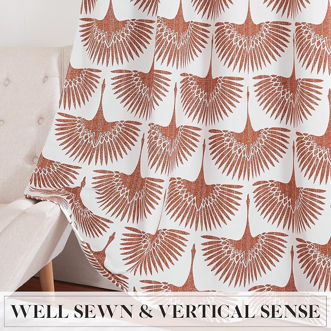 KGORGE Blackout Curtains Geometric Bird Pattern Farmhouse L 84" - Image 7