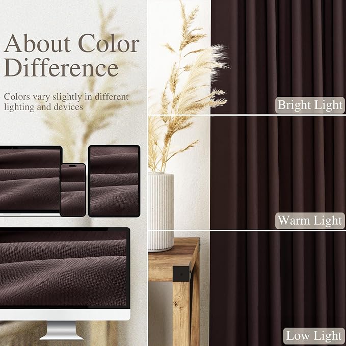 Coffee Brown Linen Curtains 132 Inch Length - Image 3