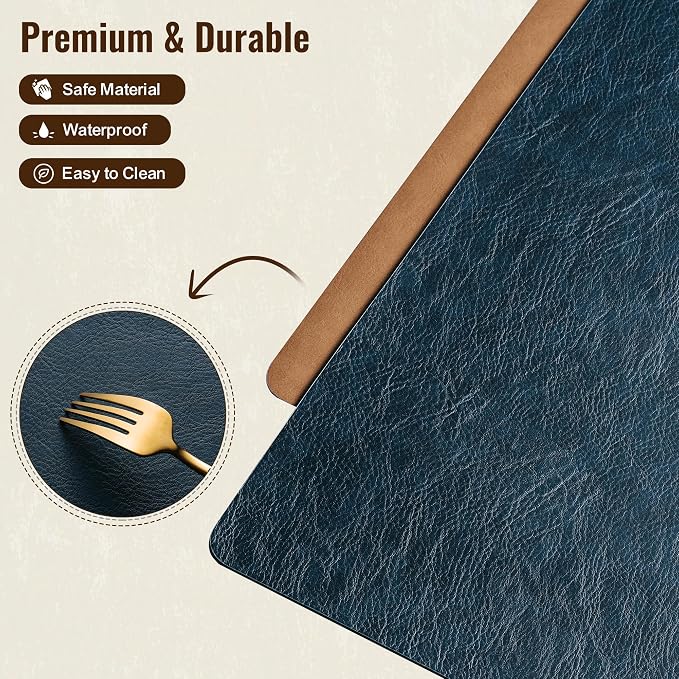 Placemats Set of 6, DOLOPL Reversible Dual-Color Faux Leather Place Mats - Image 8