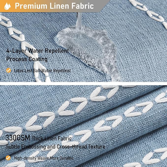 72x78 Long Boho Farmhouse Linen Heavy Duty Cloth Shower Curtain, 330GSM Linen - Image 4