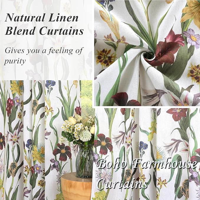 Schweek White Floral Curtains 84 Inch Long 2 Panels - Image 5