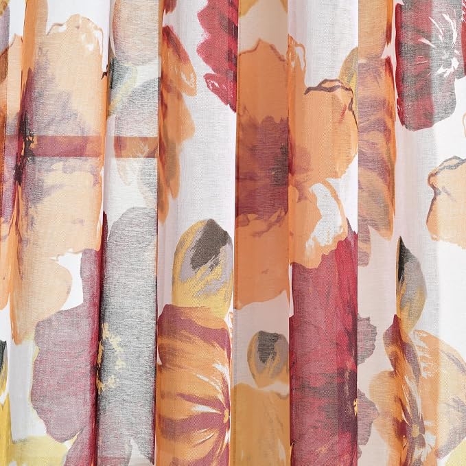 Lush Decor Leah Floral Sheer Window Curtain Panels Pair 52"W x 84"L Red & Orange by LushDecor