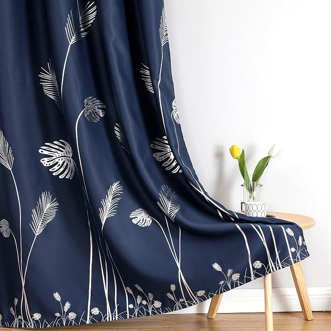 Blackout Curtains with Silver Palm Tree Thermal Insulated Elegant Natural Leaf - Image 7