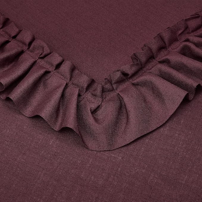 Burgundy Farmhouse Curtains for Bedroom Shabby Chic 47 x 54 Inch 2 Panels | Rod - Image 6