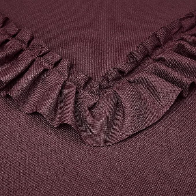 Burgundy Ruffle Curtains Ruched Edges - Image 6