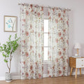 OWENIE Crushed Sheer Curtains 96 Inches Long 2 Panels Set, Sheer Floral by OWENIE