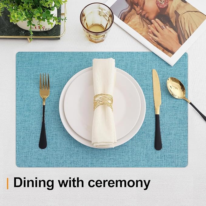 Homaxy Cloths Placemats for Dining Table Set of 4, Aqua | Heat Resistant - Image 5
