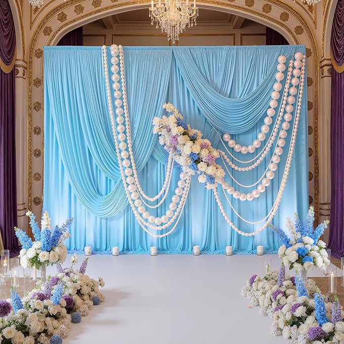 20ft x 10ft Baby Blue Backdrop Curtains by ENJOYYOURPARTY