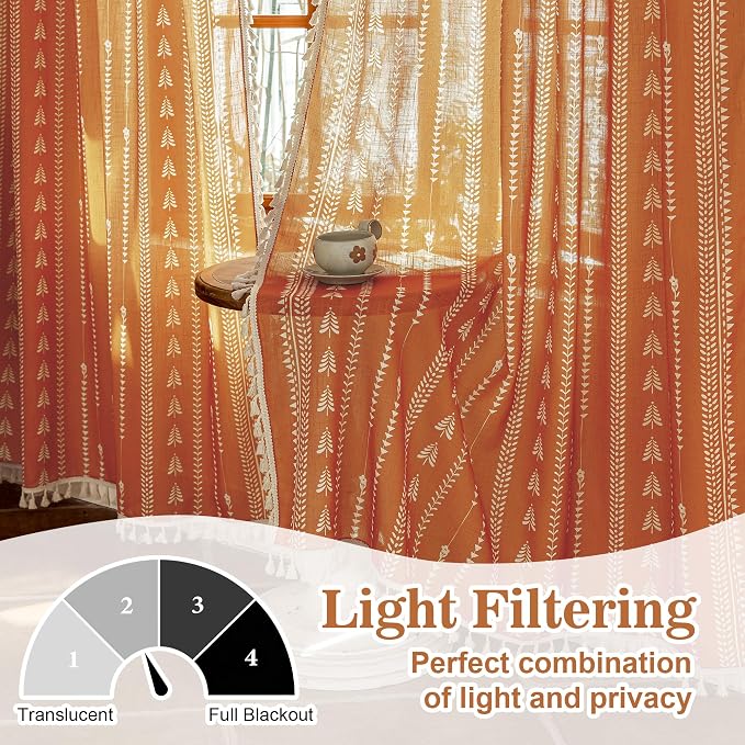 Boho Burnt Orange Curtains - Image 5