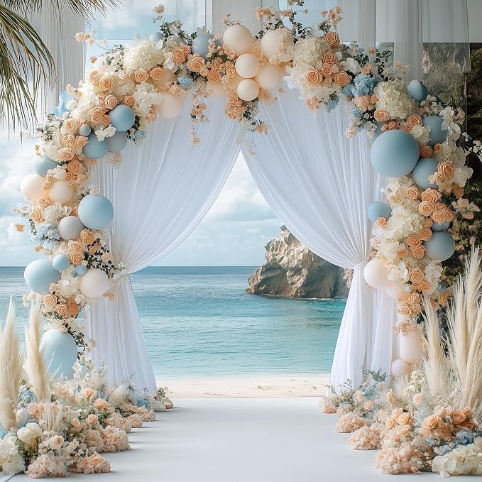 White Backdrop Curtain for Parties Backdrop Drapes, 6 Panel 5x10FT - Image 5