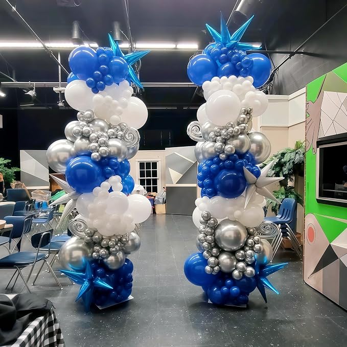 Royal Blue and Silver Balloons for Graduation Party Decorations, 12In Dark Navy - Image 9