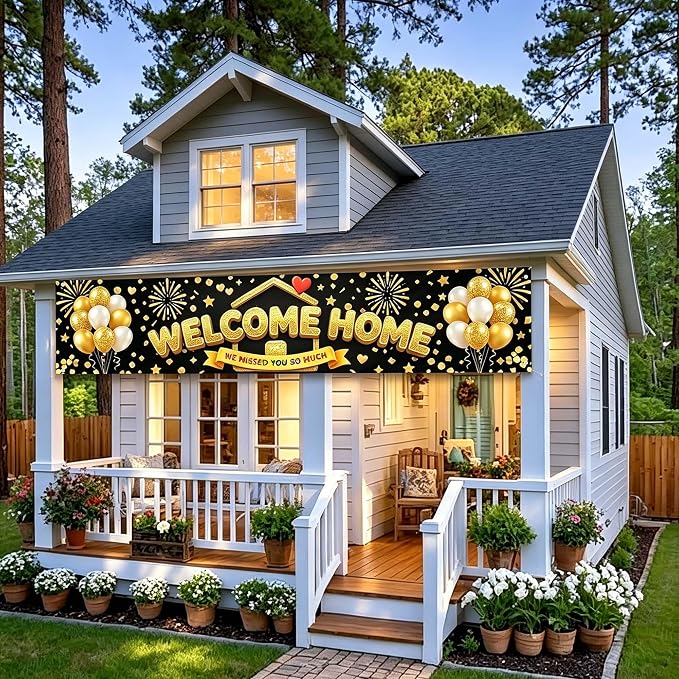 Welcome Home Banner Sign for Front Door Porch, 6x1.3 ft Long Narrow Welcome - Image 4