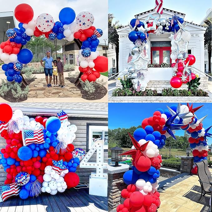 151pcs Red White and Blue Balloon Garland Arch Kit Patriotic Decorations - Image 6