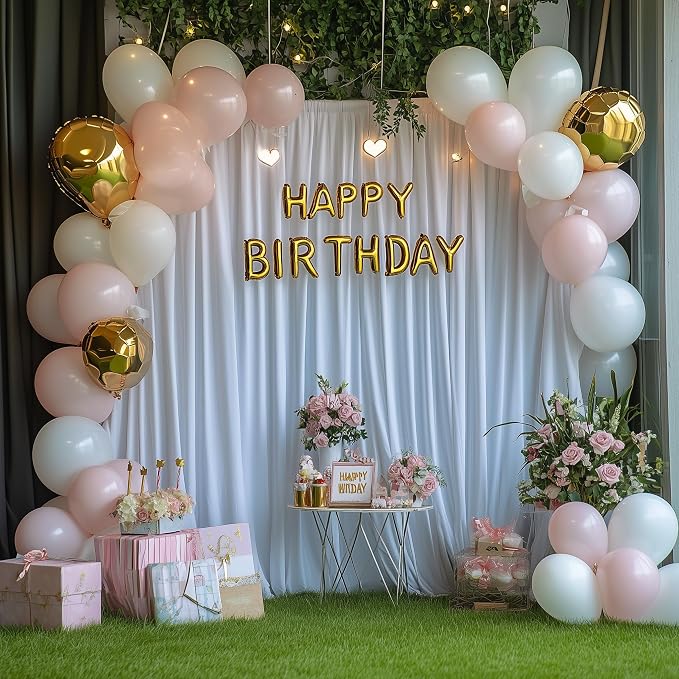 White Backdrop Curtain Drapes for Parties, 6 Panel 5x8FT - Image 3