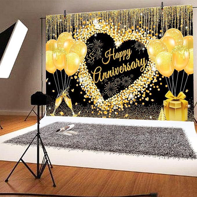 6X4 ft Floral Anniversary Backdrop Banner - Image 5