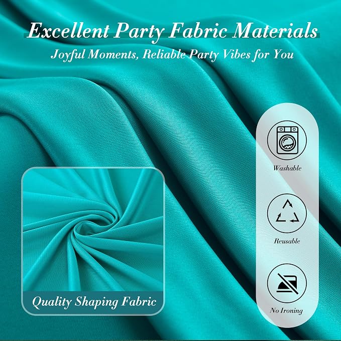 10 ft x 30 ft Wrinkle Free Turquoise Backdrop Curtain - Image 4