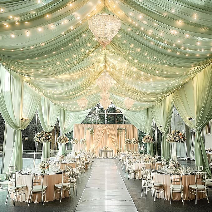 6 Panels Green Ceiling Curtains - Image 6