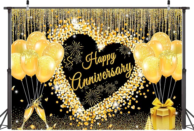 10x6 ft Floral Anniversary Backdrop Banner by Unknown
