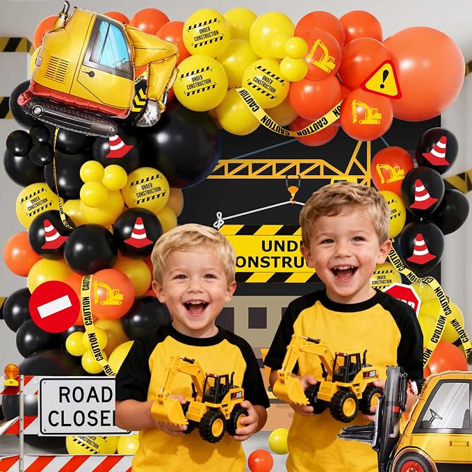 102pcs Construction Birthday Party Decorations Balloon Garland Arch Kit - Image 3