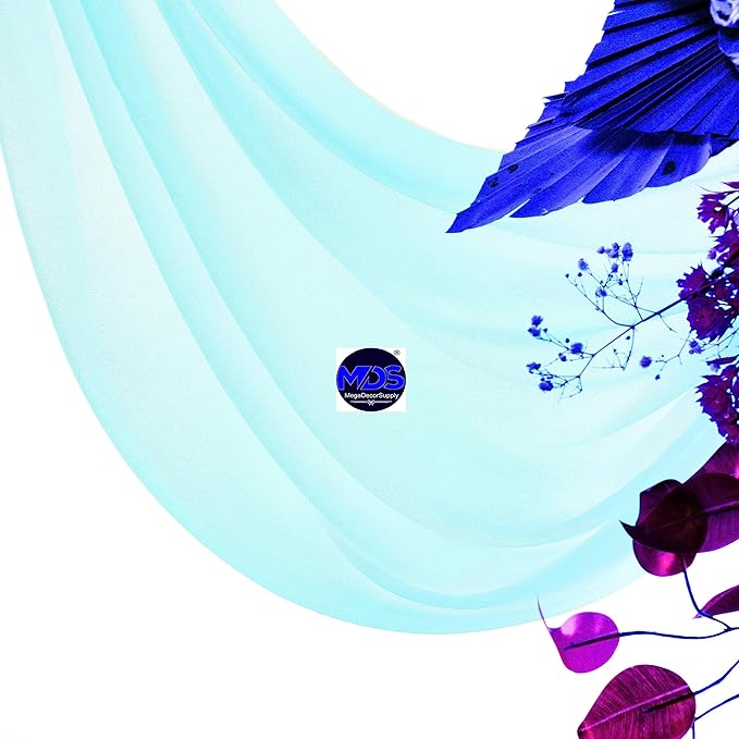 MDS Halloween Chiffon Draping Fabric - 1 Panel, 30" Wide x 100ft Long - Sheer Spooky Arbor & Canopy Drapery for Haunted House Backdrops, Party Ceilings, DIY Costumes & Themed Events - Teal