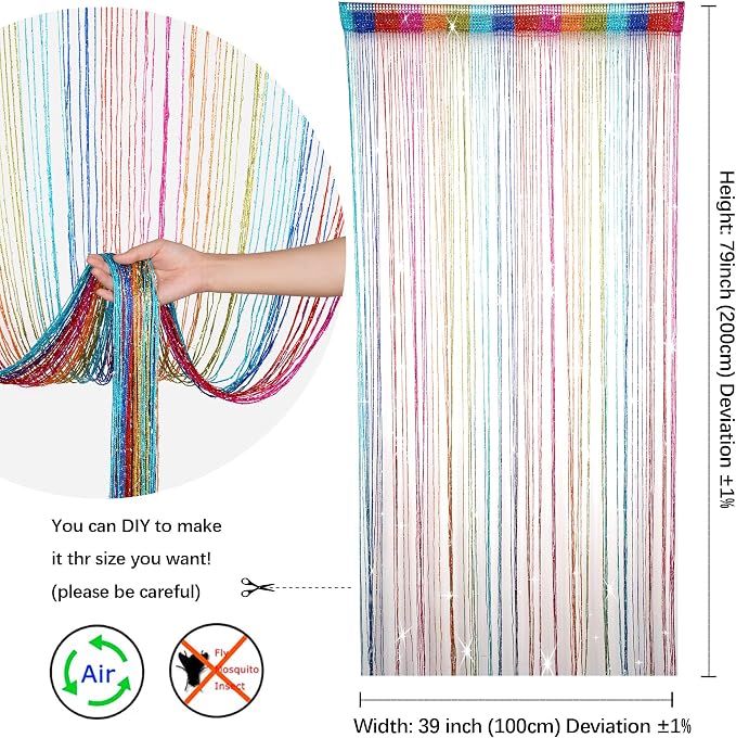 Hysenm 2 Pack 39 x 79 Inch Beaded Curtain String Door Curtains, Hippie Room - Image 3
