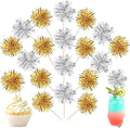 40 PCS Foil Firework Cupcake Toppers Sparkle Tinsel Cupcakae Picks Foil by ZHUOWEISM