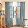 YJ YANJUN Boho Lace Curtains, Dusty Blue Sheer Window Panels | Floor Length by YJYANJUN