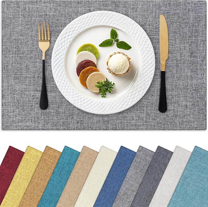 Homaxy Cloths Placemats for Dining Table Set of 4, Dark Grey | Heat Resistant by Homaxy