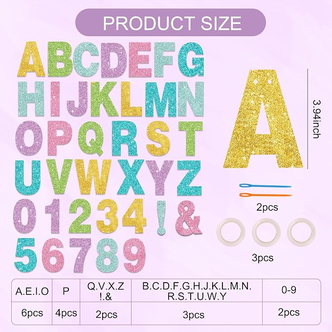BEISHIDA Glitter Macaron 116 PCS A-Z DIY Letter Custom Banner Party Decor | 111 - Image 3