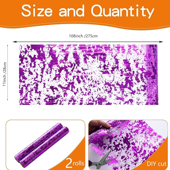Snowkingdom 2 Pieces Purple Table Runner, Sequin Glitter Foil Metallic Thin - Image 3