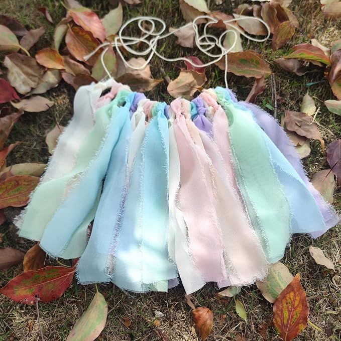 Pastel Chiffon Tassel Garland Wall Hanging Decor - Image 7