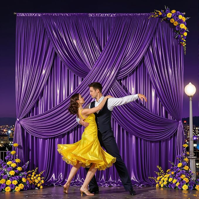 20x10ft Purple Glitter Backdrop Curtain - Image 6